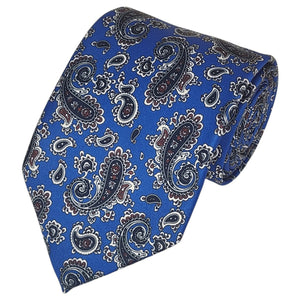 TheDapperTie Men's Paisley Printed Design 100% Micro Fiber 3.25" W x 58" L Necktie Neck Tie TheDapperTie Royal Blue And Black