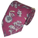 Load image into Gallery viewer, TheDapperTie Men&#39;s Floral Printed Design 100% Micro Fiber 3.25&quot; W x 58&quot; L Necktie Neck Tie TheDapperTie Raspberry And White
