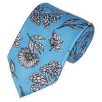 Load image into Gallery viewer, TheDapperTie Men&#39;s Floral Printed Design 100% Micro Fiber 3.25&quot; W x 58&quot; L Necktie Neck Tie TheDapperTie Sky Blue And White
