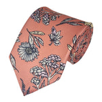 Load image into Gallery viewer, TheDapperTie Men&#39;s Floral Printed Design 100% Micro Fiber 3.25&quot; W x 58&quot; L Necktie Neck Tie TheDapperTie Coral Pink And White
