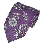 Load image into Gallery viewer, TheDapperTie Men&#39;s Floral Printed Design 100% Micro Fiber 3.25&quot; W x 58&quot; L Necktie Neck Tie TheDapperTie Purple And White
