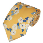Load image into Gallery viewer, TheDapperTie Men&#39;s Floral Printed Design 100% Micro Fiber 3.25&quot; W x 58&quot; L Necktie Neck Tie TheDapperTie Yellow, Blue And White
