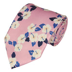 Load image into Gallery viewer, TheDapperTie Men&#39;s Floral Printed Design 100% Micro Fiber 3.25&quot; W x 58&quot; L Necktie Neck Tie TheDapperTie Pink, Blue And White
