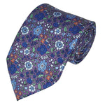 Load image into Gallery viewer, TheDapperTie Men&#39;s Floral Printed Design 100% Micro Fiber 3.25&quot; W x 58&quot; L Necktie Neck Tie TheDapperTie Purple, Blue And White
