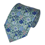 Load image into Gallery viewer, TheDapperTie Men&#39;s Floral Printed Design 100% Micro Fiber 3.25&quot; W x 58&quot; L Necktie Neck Tie TheDapperTie Green, Blue And White
