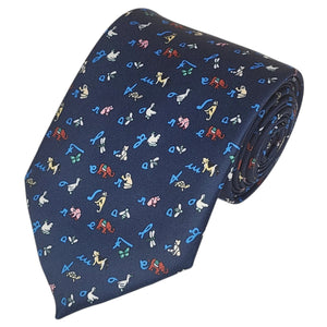 TheDapperTie Men's Animal Printed Design 100% Micro Fiber 3.25" W x 58" L Necktie Neck Tie TheDapperTie Navy Blue