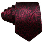 Load image into Gallery viewer, Men&#39;s Black And Red Novelty Floral 100% Silk Neck Tie With Matching Hanky And Cufflinks Set Neck Tie Barry Wang   
