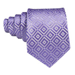 Load image into Gallery viewer, Men&#39;s Purple And White Plaid 100% Silk Neck Tie With Matching Hanky And Cufflinks Set Neck Tie Barry Wang   
