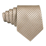 Load image into Gallery viewer, Men&#39;s Tan Plaid 100% Silk Neck Tie With Matching Hanky And Cufflinks Set Neck Tie Barry Wang   
