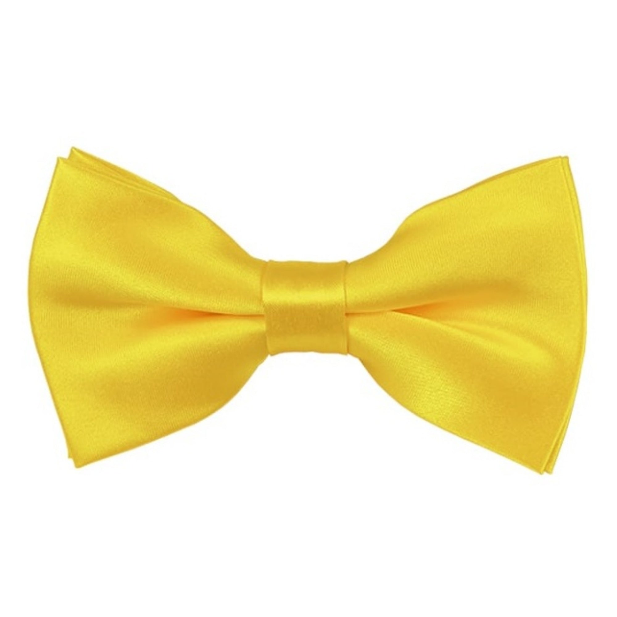 TheDapperTie Men's Solid Color 2.5 W And 4.5 L Inch Pre-Tied adjustable Bow Ties Men's Solid Color Bow Tie TheDapperTie Lemon Yellow  