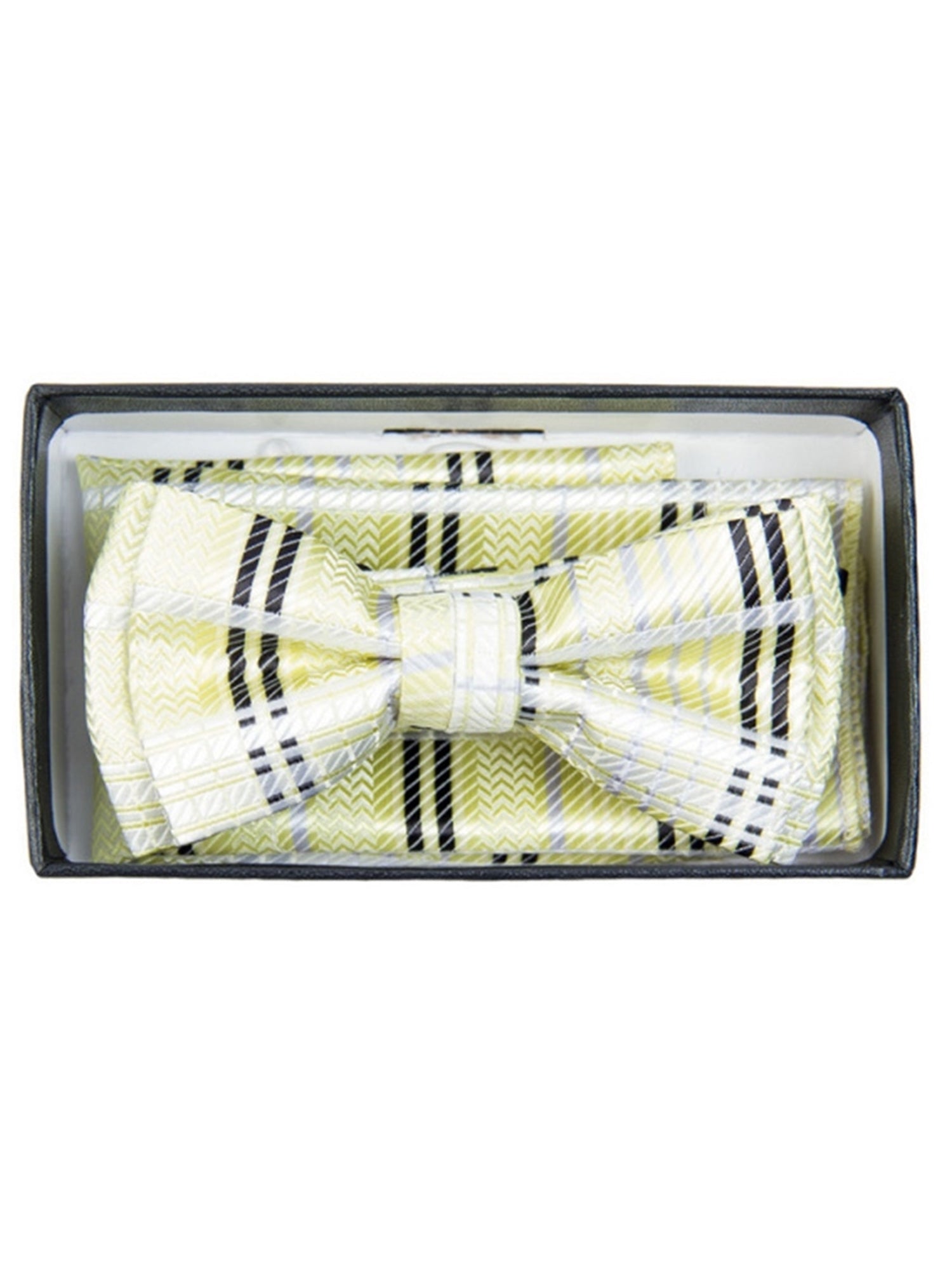 Young Boy's Fancy Pre-tied Adjustable Band Bow Tie With Hanky Neck Tie TheDapperTie Green And Black Plaid One Size 