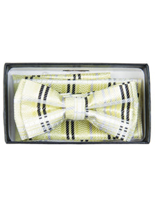Young Boy's Fancy Pre-tied Adjustable Band Bow Tie With Hanky Neck Tie TheDapperTie Green And Black Plaid One Size 