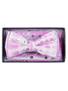 Young Boy's Fancy Pre-tied Adjustable Band Bow Tie With Hanky Neck Tie TheDapperTie Pink Geometric One Size 