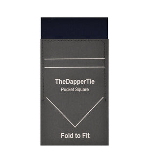 TheDapperTie - Men's Cotton Solid Color Rectangle Pre Folded Pocket Square on Card Prefolded Pocket Squares TheDapperTie Navy Blue Regular 