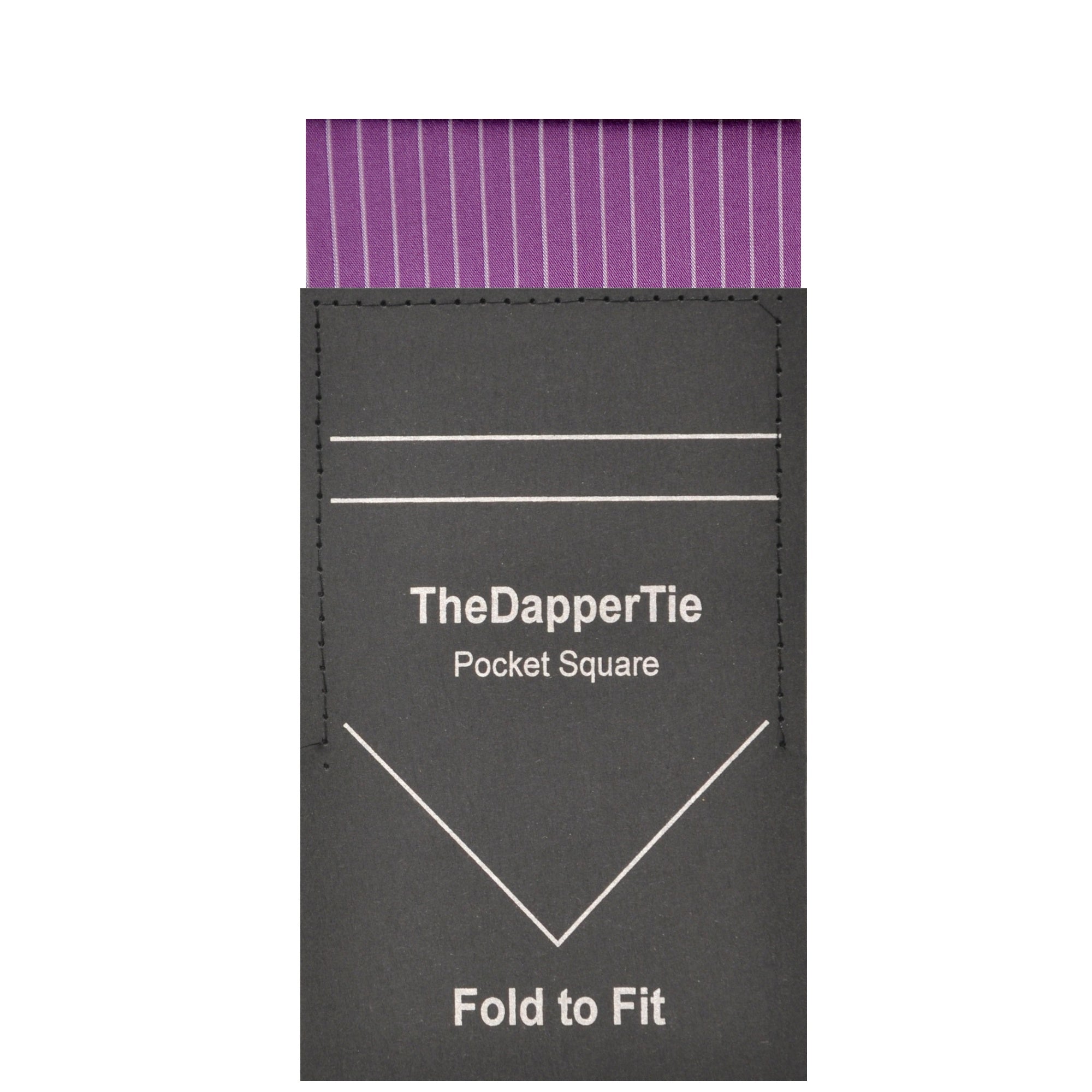 TheDapperTie - Men's Cotton Pin Stripes Flat Pre Folded Pocket Square on Card Prefolded Pocket Squares TheDapperTie Grape Regular 