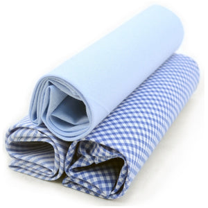 Men's Blue Solid, Striped And Plaid 100% Cotton 3 PCS Handkerchiefs Prefolded Pocket Squares UMO LORENZO
