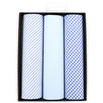 Load image into Gallery viewer, Men&#39;s Blue Solid, Striped And Plaid 100% Cotton 3 PCS Handkerchiefs Prefolded Pocket Squares UMO LORENZO
