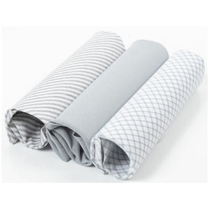 Men's Gray Solid And White Fancy 100% Cotton 3 PCS Handkerchiefs Prefolded Pocket Squares UMO LORENZO