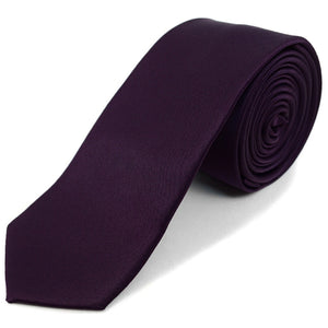 Men's Solid Color 2 Inch Wide And 57 Inch Long Slim Neckties Neck Tie TheDapperTie Dark Purple 57" long and 2" wide 