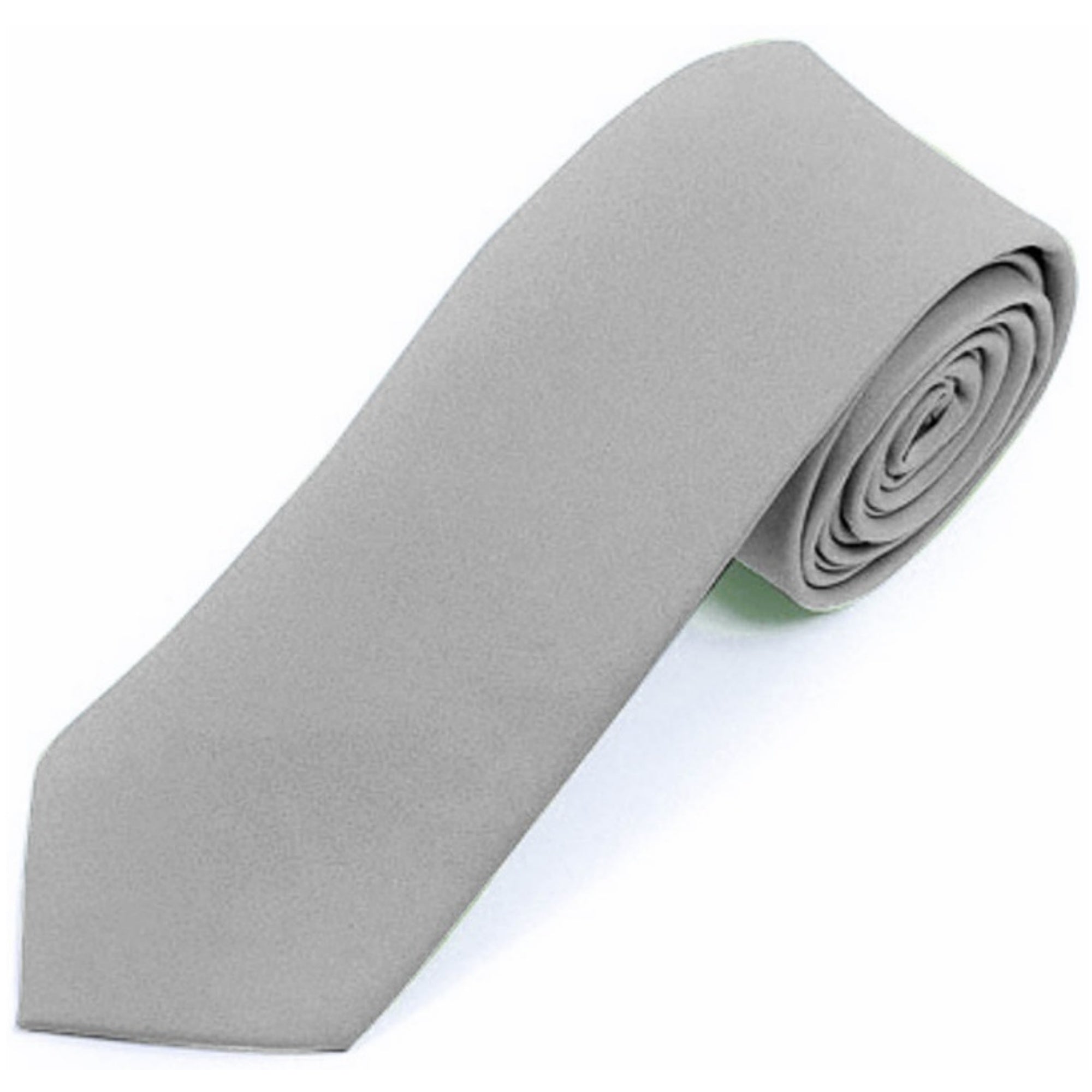 Men's Solid Color 2 Inch Wide And 57 Inch Long Slim Neckties Neck Tie TheDapperTie Gray 57" long and 2" wide 