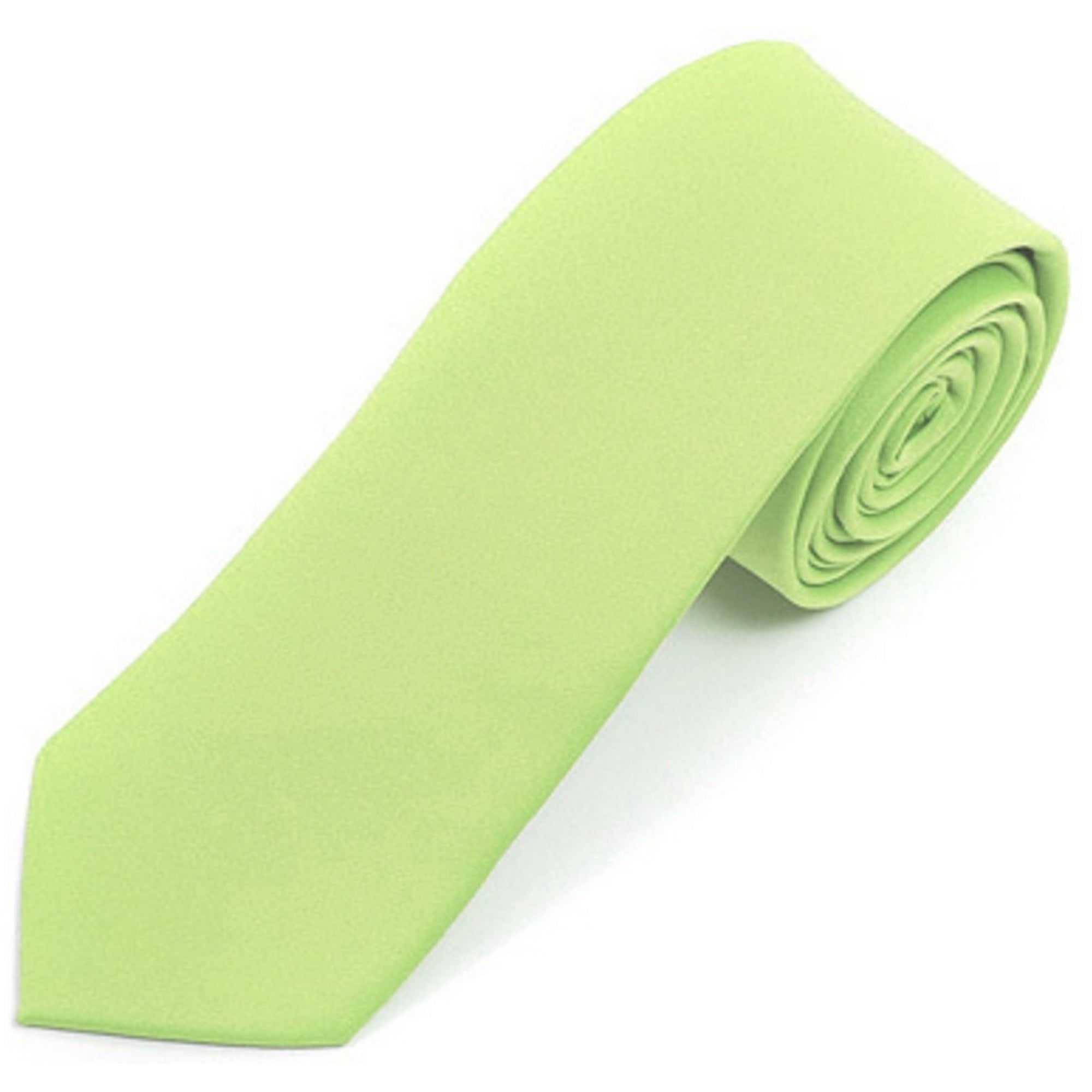 Men's Solid Color 2 Inch Wide And 57 Inch Long Slim Neckties Neck Tie TheDapperTie Lime 57" long and 2" wide 