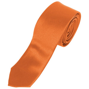 Men's Solid Color 2 Inch Wide And 57 Inch Long Slim Neckties Neck Tie TheDapperTie Orange 57" long and 2" wide 