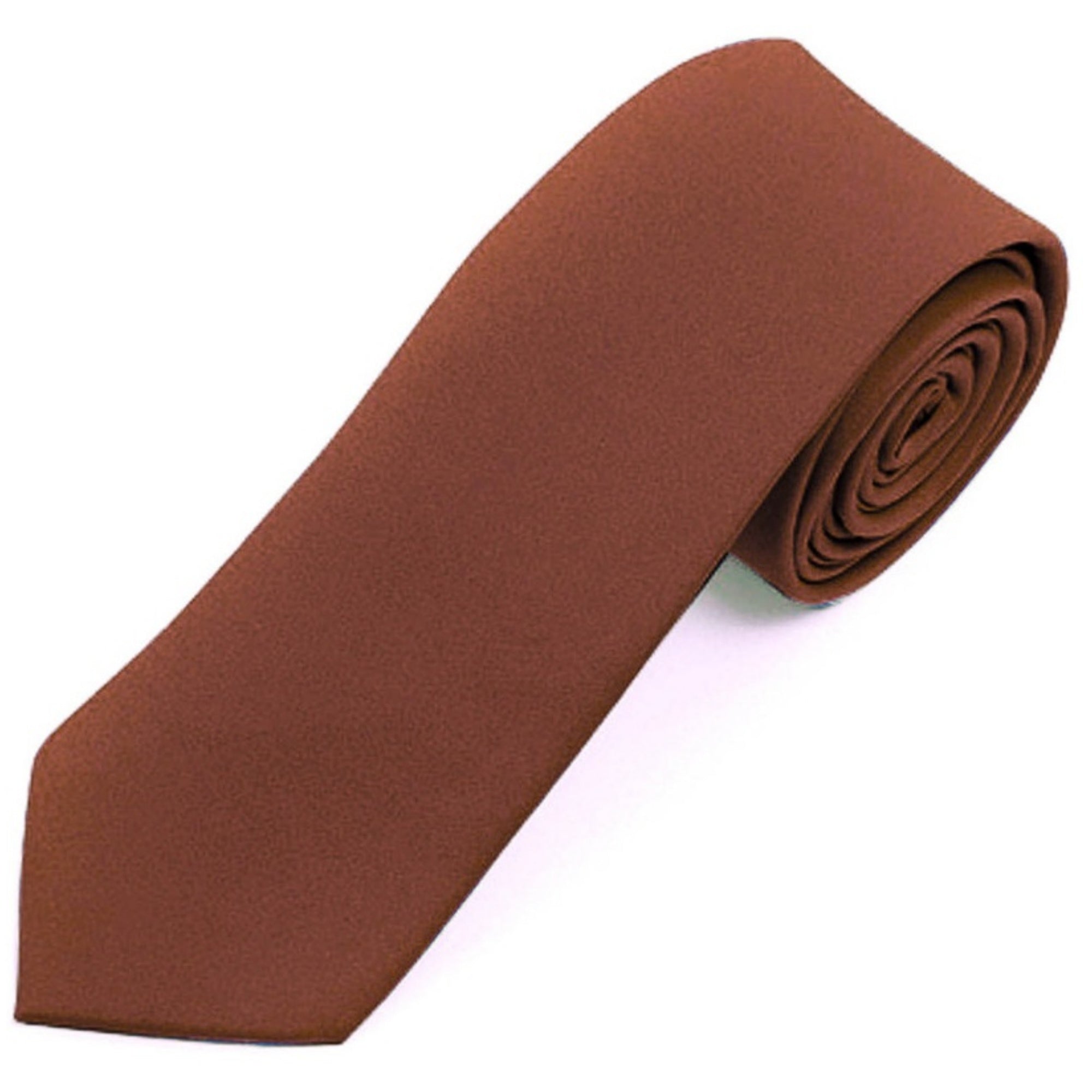 Men's Solid Color 2 Inch Wide And 57 Inch Long Slim Neckties Neck Tie TheDapperTie Rust 57" long and 2" wide 