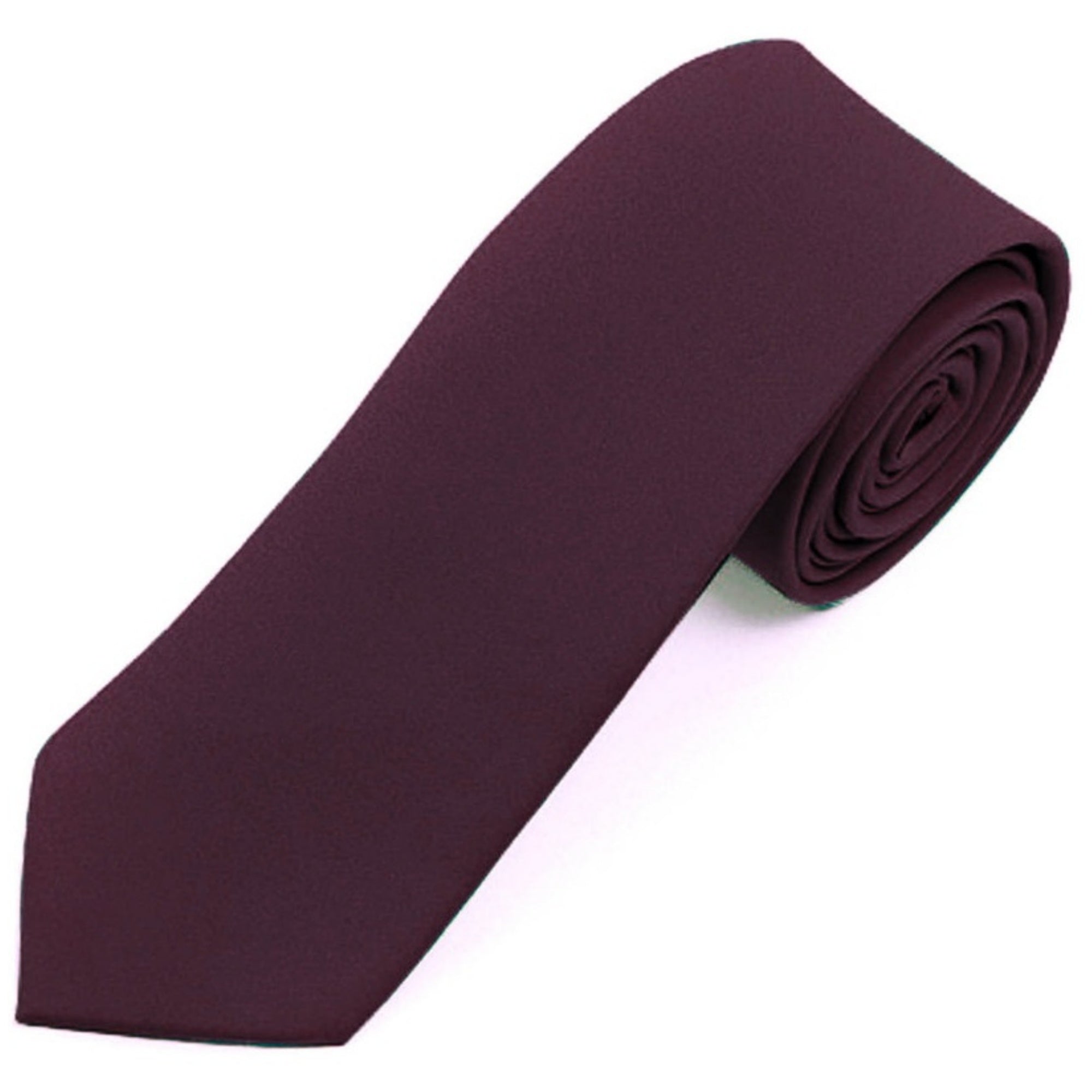 Men's Solid Color 2 Inch Wide And 57 Inch Long Slim Neckties Neck Tie TheDapperTie Dark Burgundy 57" long and 2" wide 