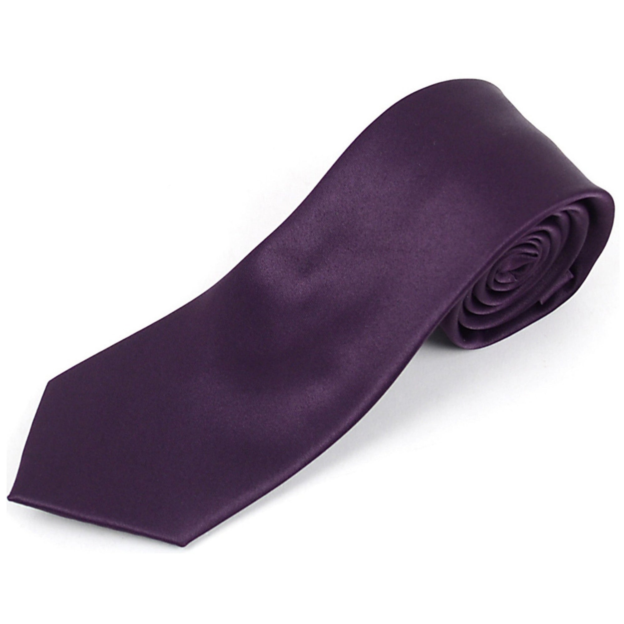 Men's Solid Color 2.75 Inch Wide And 57 Inch Long Slim Neckties Neck Tie TheDapperTie Dark Purple  