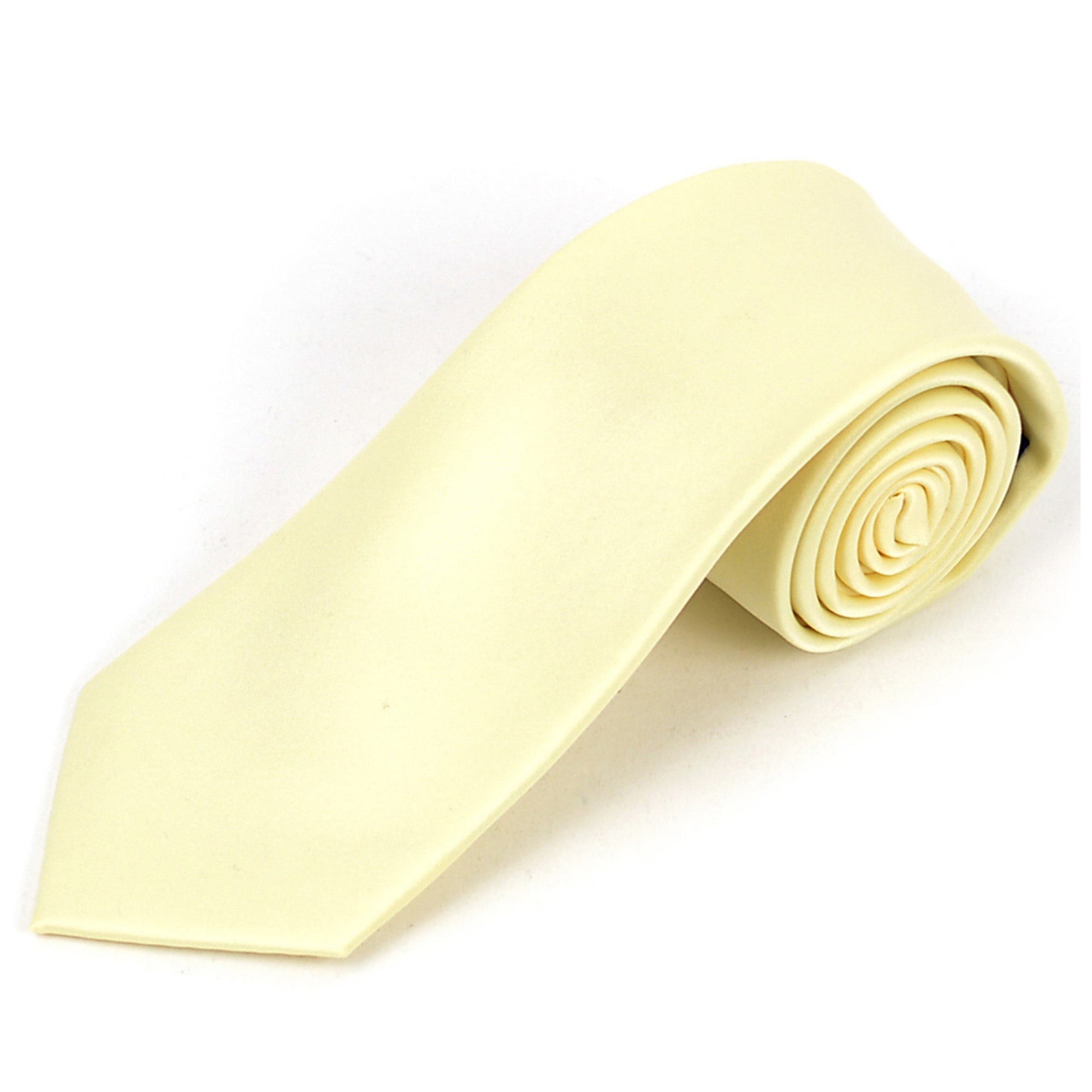 Men's Solid Color 2.75 Inch Wide And 57 Inch Long Slim Neckties Neck Tie TheDapperTie Light Yellow  