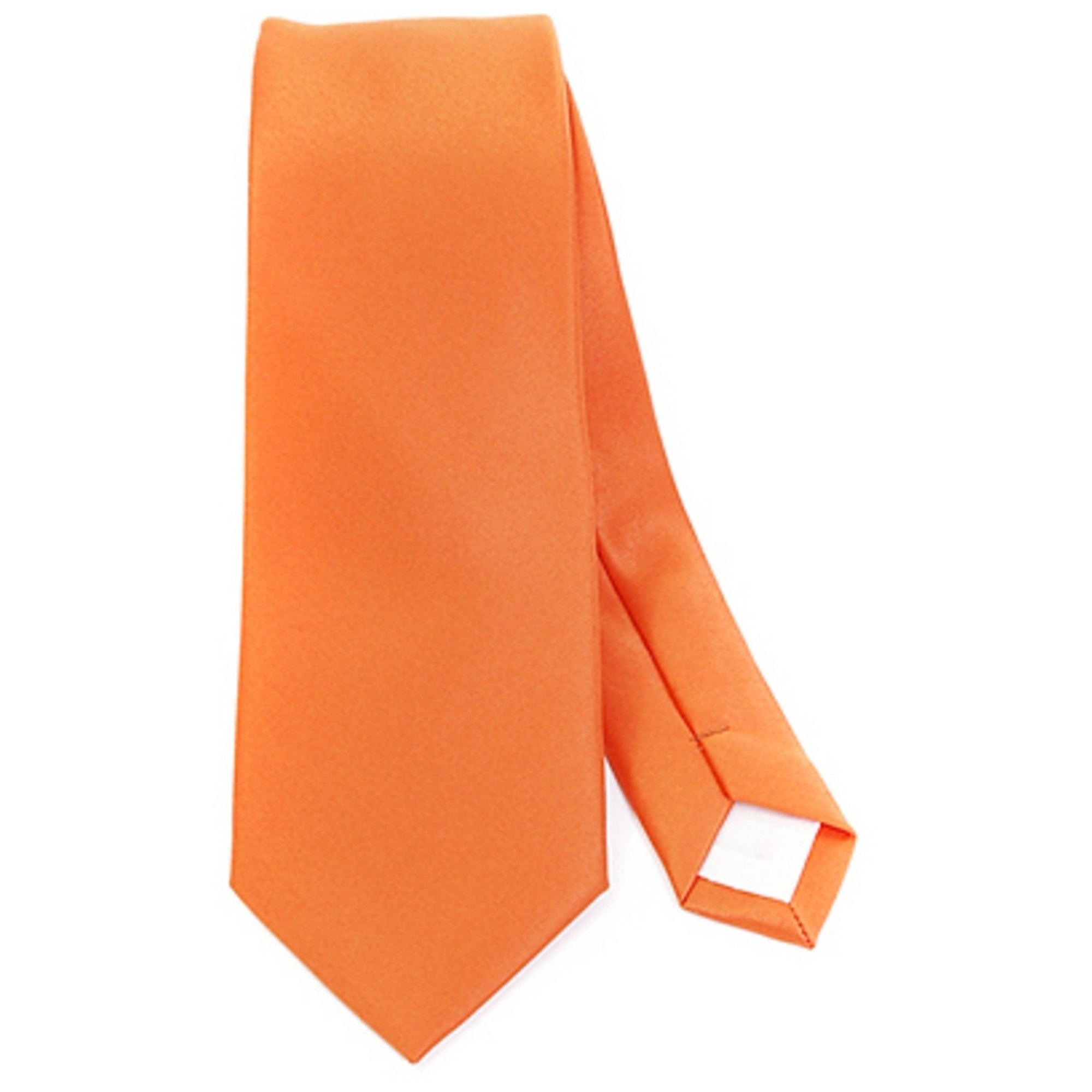 Men's Solid Color 2.75 Inch Wide And 57 Inch Long Slim Neckties Neck Tie TheDapperTie Neon Orange  