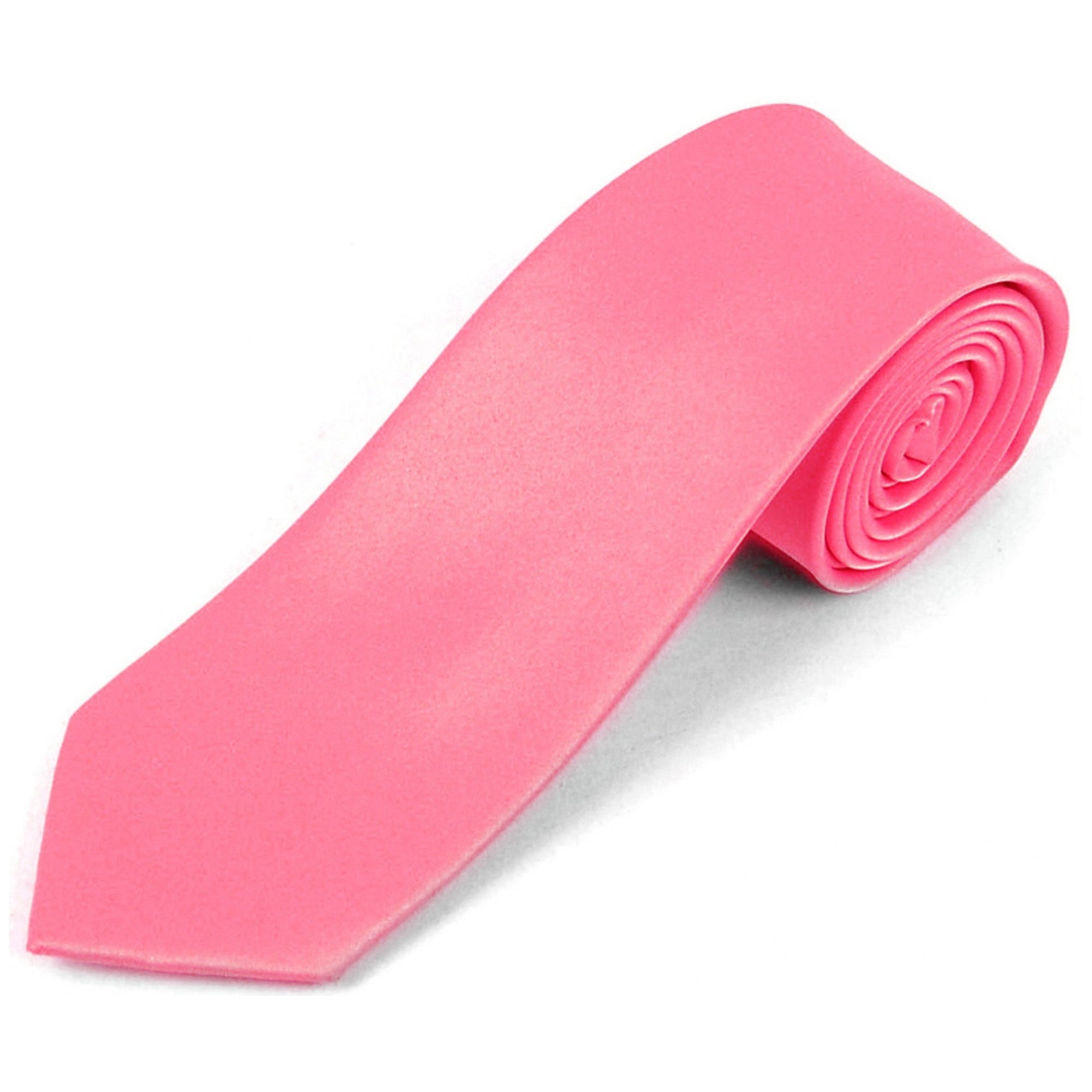 Men's Solid Color 2.75 Inch Wide And 57 Inch Long Slim Neckties Neck Tie TheDapperTie Neon Pink  