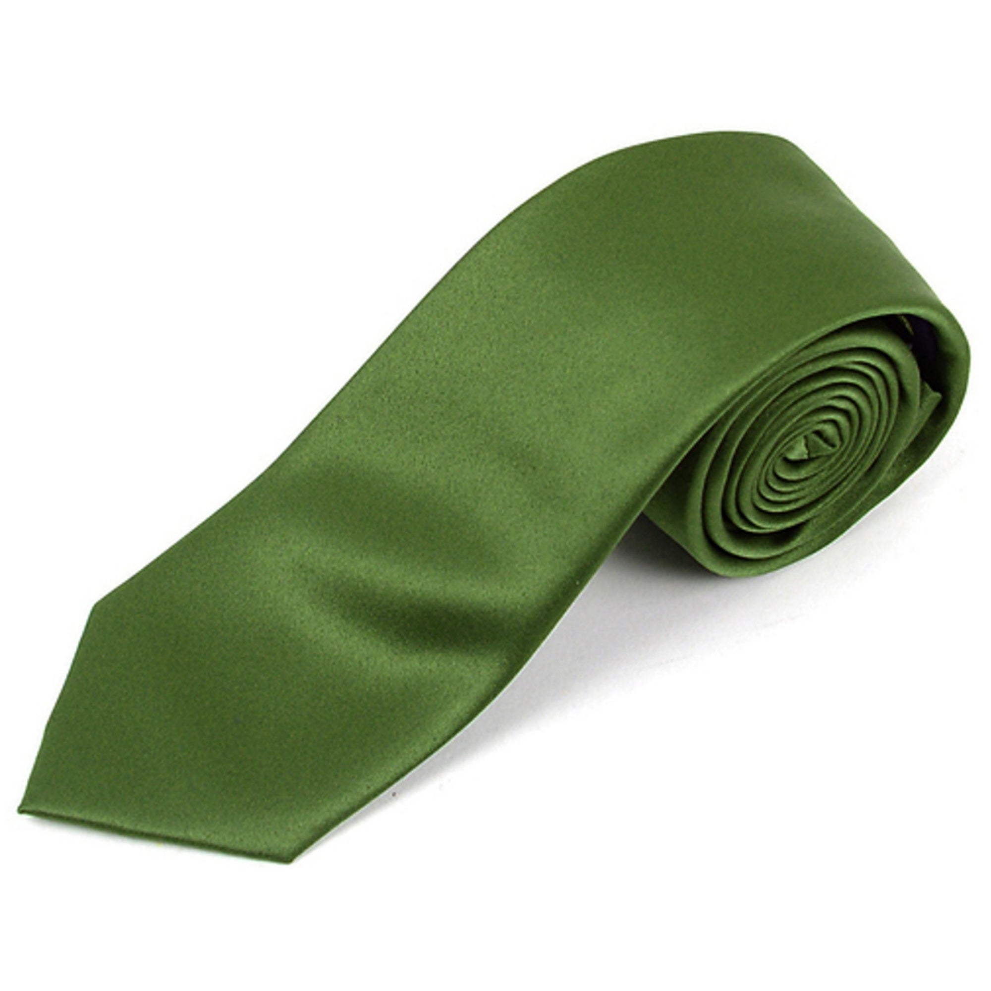 Men's Solid Color 2.75 Inch Wide And 57 Inch Long Slim Neckties Neck Tie TheDapperTie Olive Green  