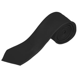 Men's Solid Color 2 Inch Wide And 57 Inch Long Slim Neckties Neck Tie TheDapperTie Black 57" long and 2" wide 