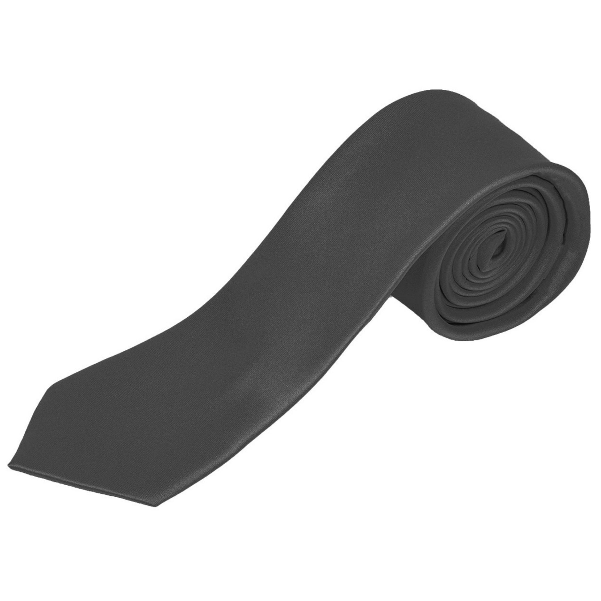 Men's Solid Color 2 Inch Wide And 57 Inch Long Slim Neckties Neck Tie TheDapperTie Charcoal Gray 57" long and 2" wide 
