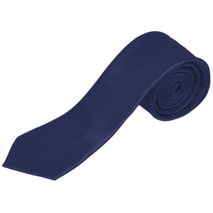 Men's Solid Color 2 Inch Wide And 57 Inch Long Slim Neckties Neck Tie TheDapperTie Navy 57" long and 2" wide 