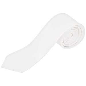 Men's Solid Color 2 Inch Wide And 57 Inch Long Slim Neckties Neck Tie TheDapperTie White 57" long and 2" wide 