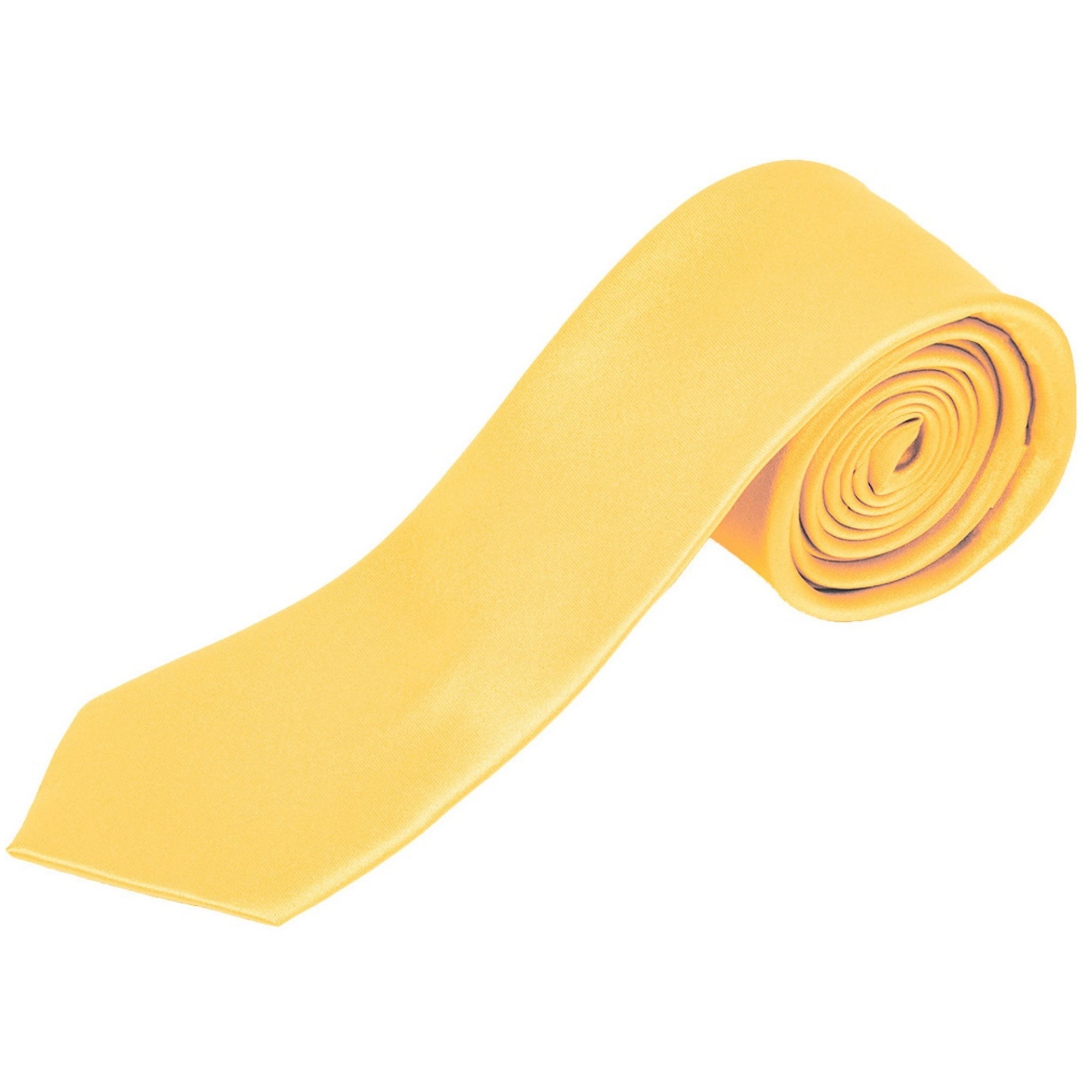 Men's Solid Color 2 Inch Wide And 57 Inch Long Slim Neckties Neck Tie TheDapperTie Yellow 57" long and 2" wide 