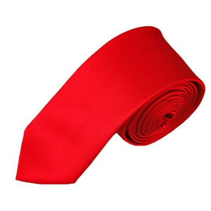 TheDapperTie Men's Solid Color Skinny 2 Inch Wide And 57 Inch Long Neck Ties Neck Tie TheDapperTie Red  