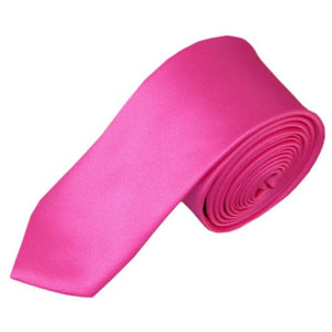 TheDapperTie Men's Solid Color Skinny 2 Inch Wide And 57 Inch Long Neck Ties Neck Tie TheDapperTie Hotpink  