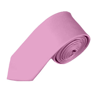 TheDapperTie Men's Solid Color Skinny 2 Inch Wide And 57 Inch Long Neck Ties Neck Tie TheDapperTie Dusty Pink  