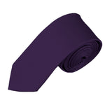 Load image into Gallery viewer, TheDapperTie Men&#39;s Solid Color Skinny 2 Inch Wide And 57 Inch Long Neck Ties Neck Tie TheDapperTie Eggplant  
