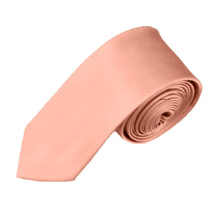 TheDapperTie Men's Solid Color Skinny 2 Inch Wide And 57 Inch Long Neck Ties Neck Tie TheDapperTie Light Salmon  