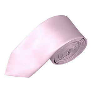 TheDapperTie Men's Solid Color Skinny 2 Inch Wide And 57 Inch Long Neck Ties Neck Tie TheDapperTie Light Pink  