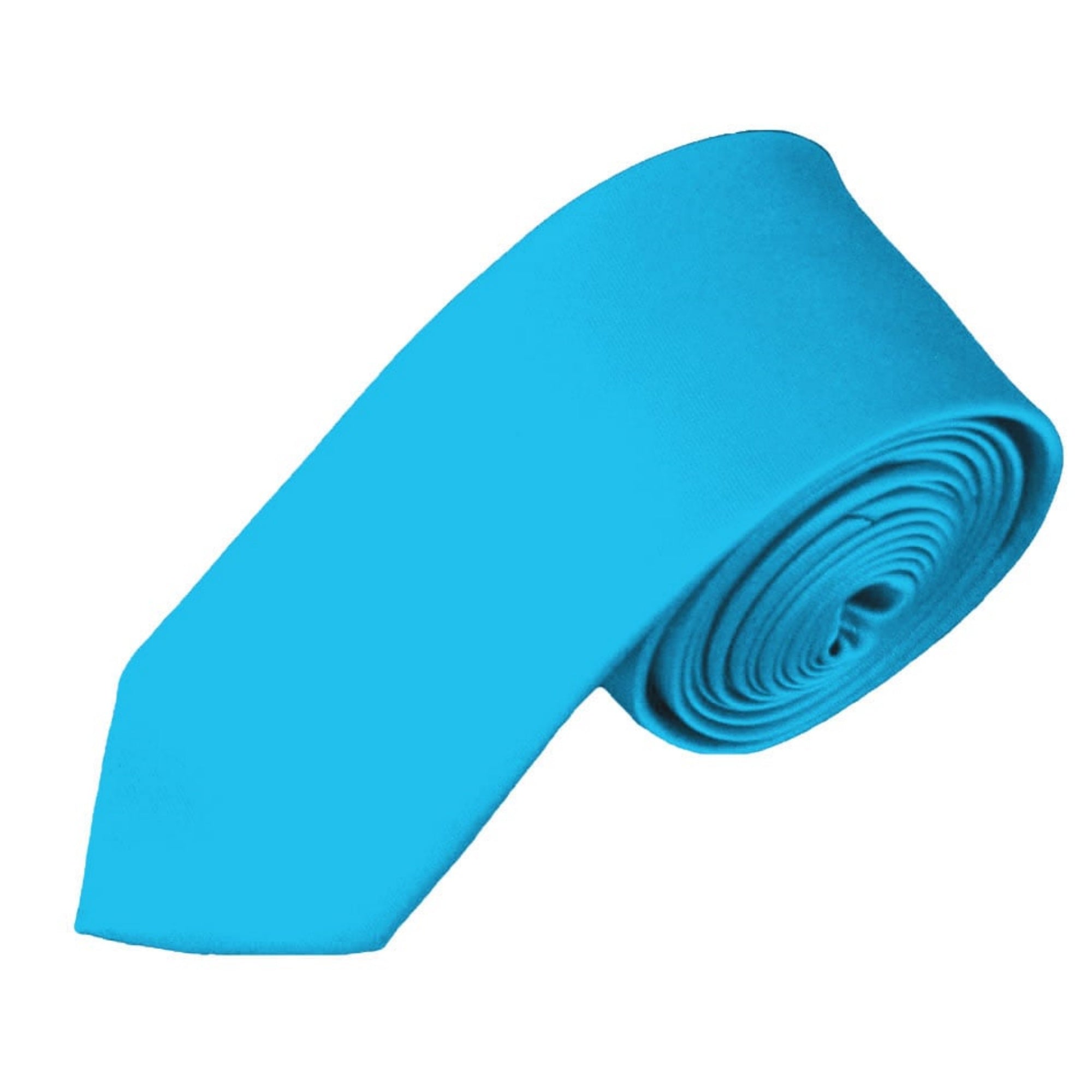 TheDapperTie Men's Solid Color Skinny 2 Inch Wide And 57 Inch Long Neck Ties Neck Tie TheDapperTie Turquoise  