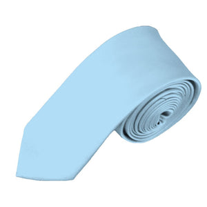 TheDapperTie Men's Solid Color Skinny 2 Inch Wide And 57 Inch Long Neck Ties Neck Tie TheDapperTie Powder Blue  