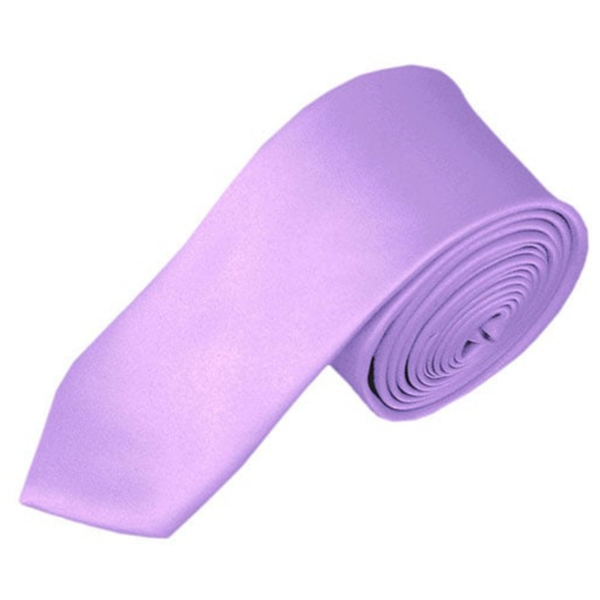 TheDapperTie Men's Solid Color Skinny 2 Inch Wide And 57 Inch Long Neck Ties Neck Tie TheDapperTie Lavender  