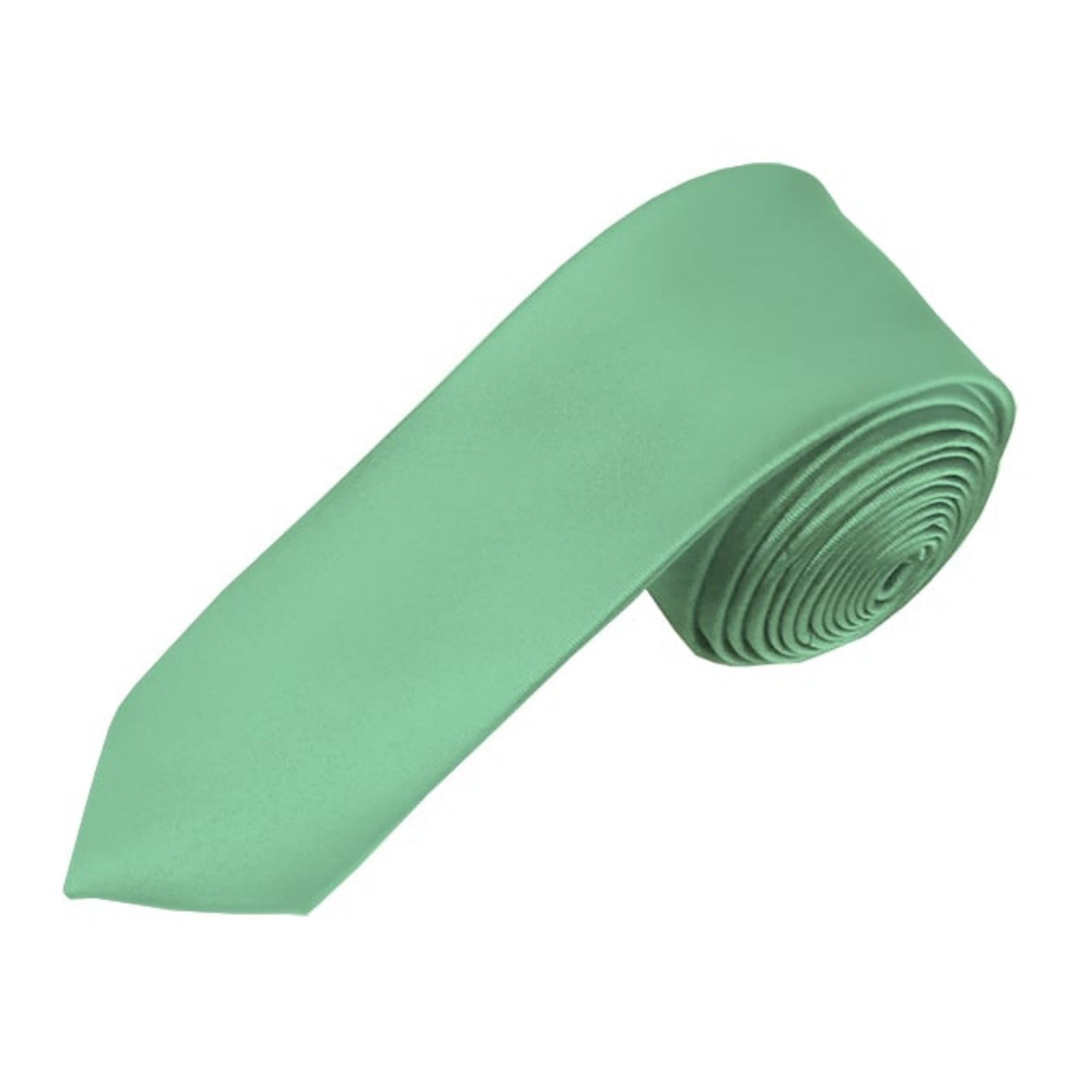 TheDapperTie Men's Solid Color Skinny 2 Inch Wide And 57 Inch Long Neck Ties Neck Tie TheDapperTie Mint Green  
