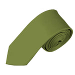 Load image into Gallery viewer, TheDapperTie Men&#39;s Solid Color Skinny 2 Inch Wide And 57 Inch Long Neck Ties Neck Tie TheDapperTie Olive Green  
