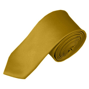 TheDapperTie Men's Solid Color Skinny 2 Inch Wide And 57 Inch Long Neck Ties Neck Tie TheDapperTie Mustard  